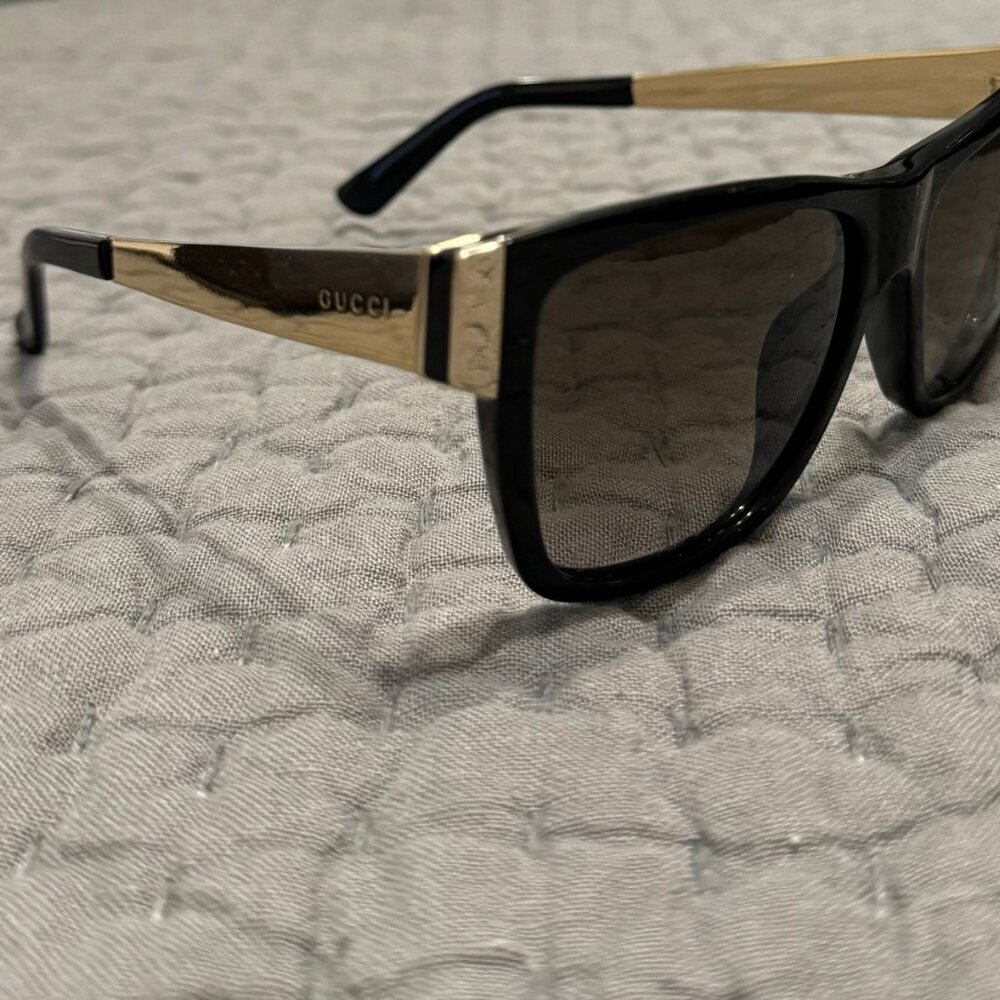 Gucci Black & Gold Sunglasses - Women's
